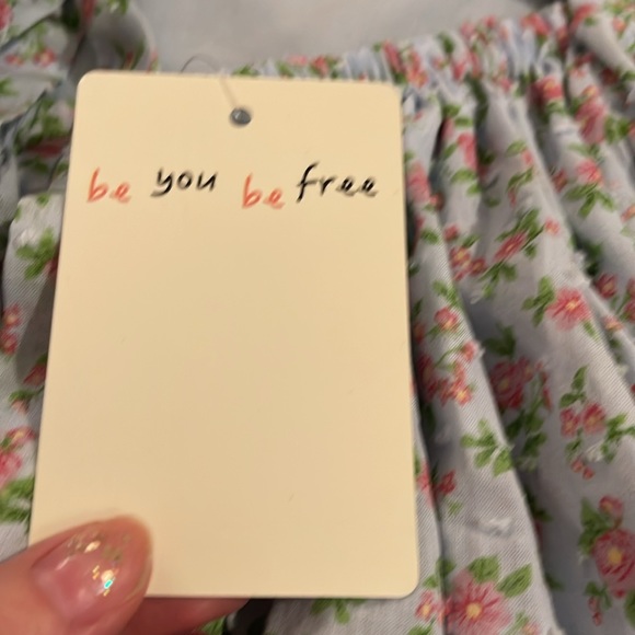 NWT Boho Ditsy Floral Midi Dress by be you be Free in sky blue - Picture 9 of 12